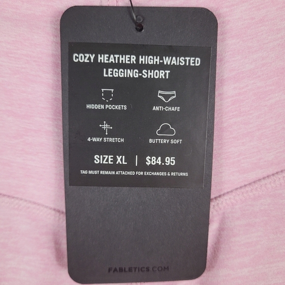 Fabletics Cozy High-Waisted Heather Pink Leggings Mini Flare Short Sz XL NWT - Picture 9 of 9
